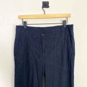 Maeve by Anthropologie Navy Wide Leg Linen Blend Pants Size 10 Work Career Boho